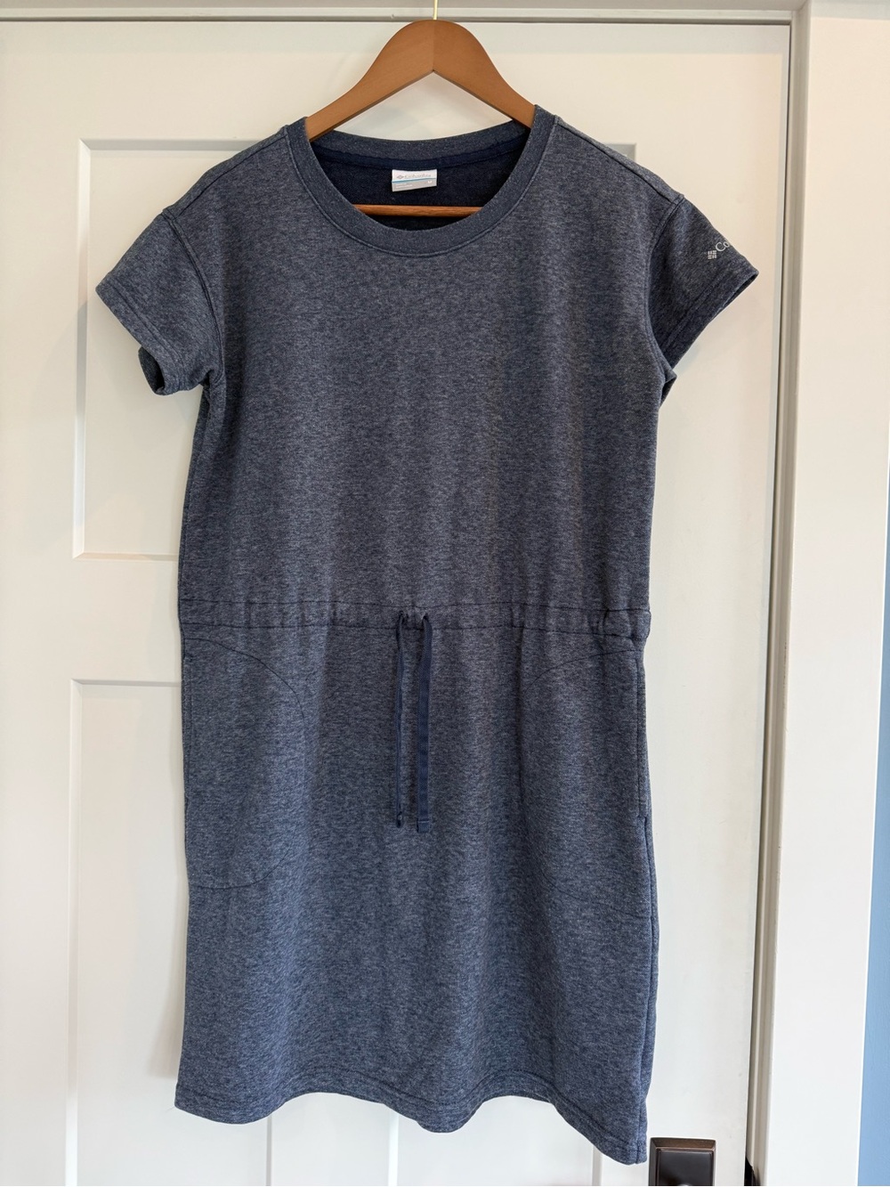 Columbia Heather Navy Drawstring Waist T-Shirt Midi Dress EUC M